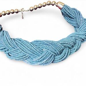 Vintage Blue Handbeaded Necklace